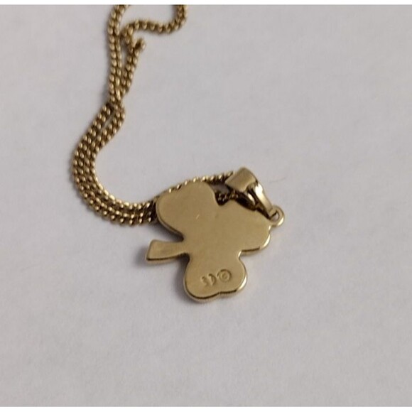 10K Gold Plated Colver Necklace Enamel Charm Pendant Shamrock Signed SD 18" - Picture 5 of 6